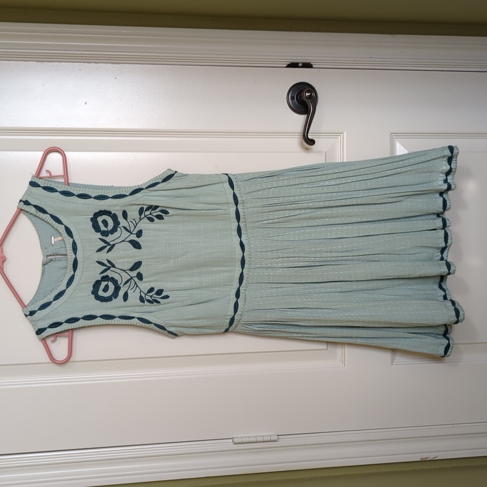 Gorgeous Free People Seafoam Embroidered Birds Dress